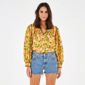 FARM Rio Yellow Floral Long-Sleeve Blouse